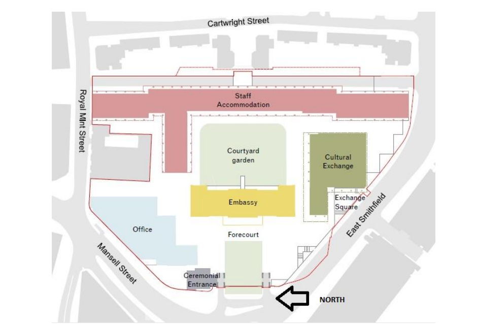 Proposed layout of new Chinese embassy in London